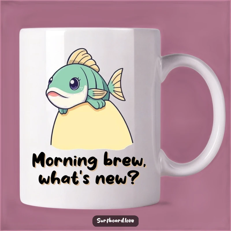 Funny Fish Surf Mug: Curious Peek for Coffee Lovers