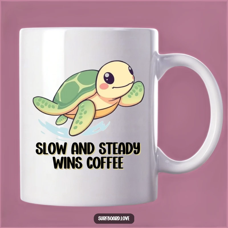 Funny Turtle Paddling Mug: Fast Sea Turtle Towards Shore, Hilarious Beach Gift