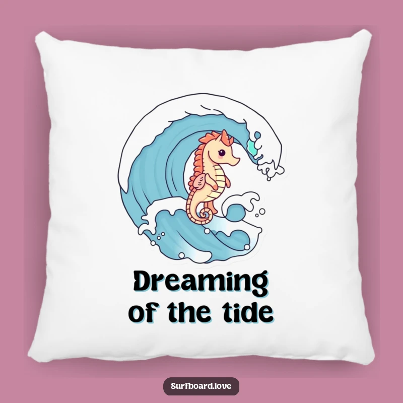 Funny Seahorse Wave Pillow - Cozy Ocean Themed Cushion