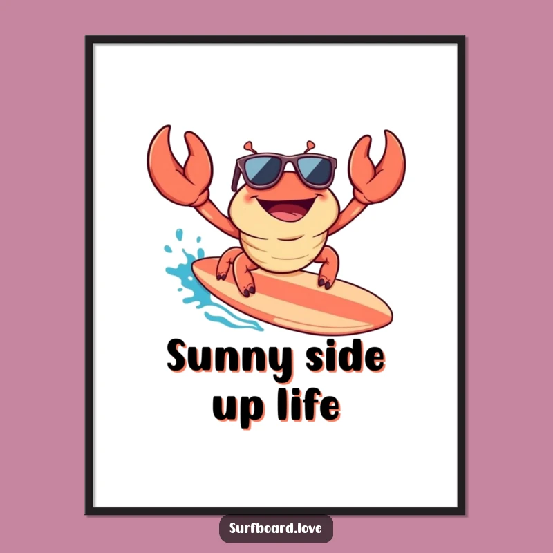 Funny Crab Surfer Digital Art: Instant Cool Vibes, Perfect Funny Gift!