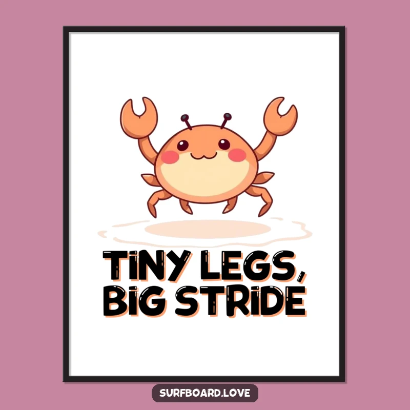 Funny Crab Skipping Digital Art - Hilarious Printable Beach Decor