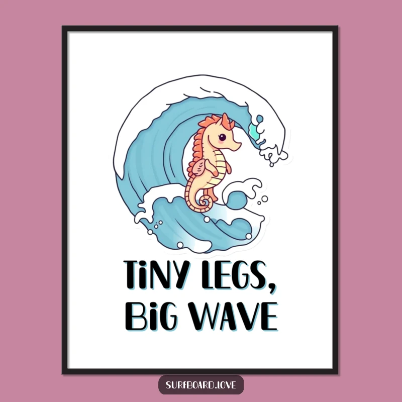 Funny Seahorse Wave Digital Art - Hilarious Printable Ocean Decor