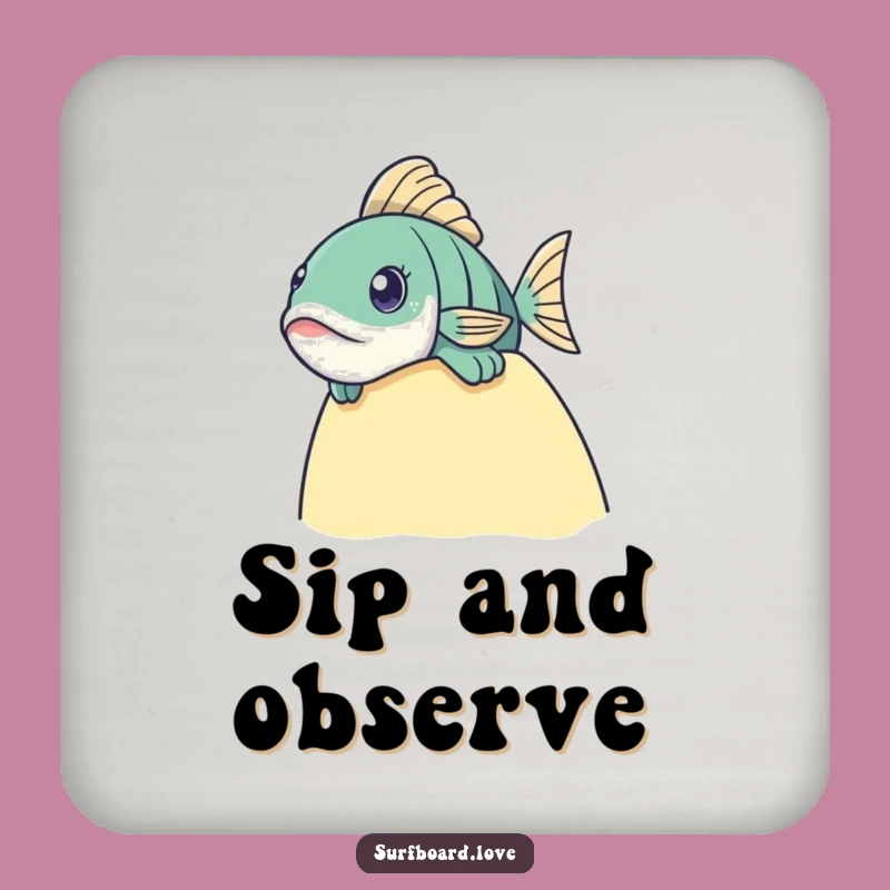 Funny Fish Surf Coaster: Protect Surfaces with a Curious Peek