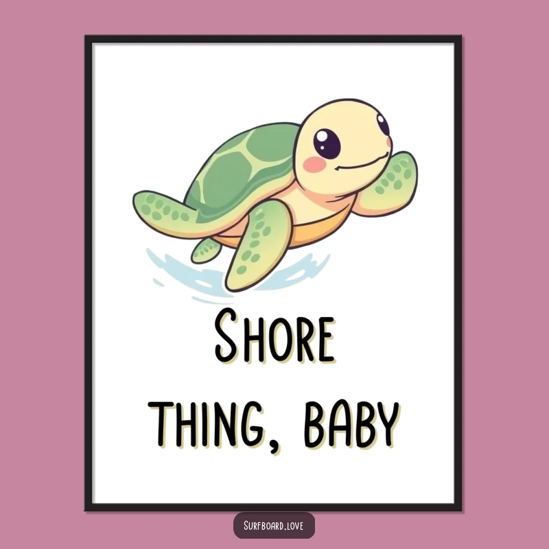 Funny Turtle Paddling Poster: Fast Sea Turtle Artwork, Hilarious Wall Decor, Perfect Gift