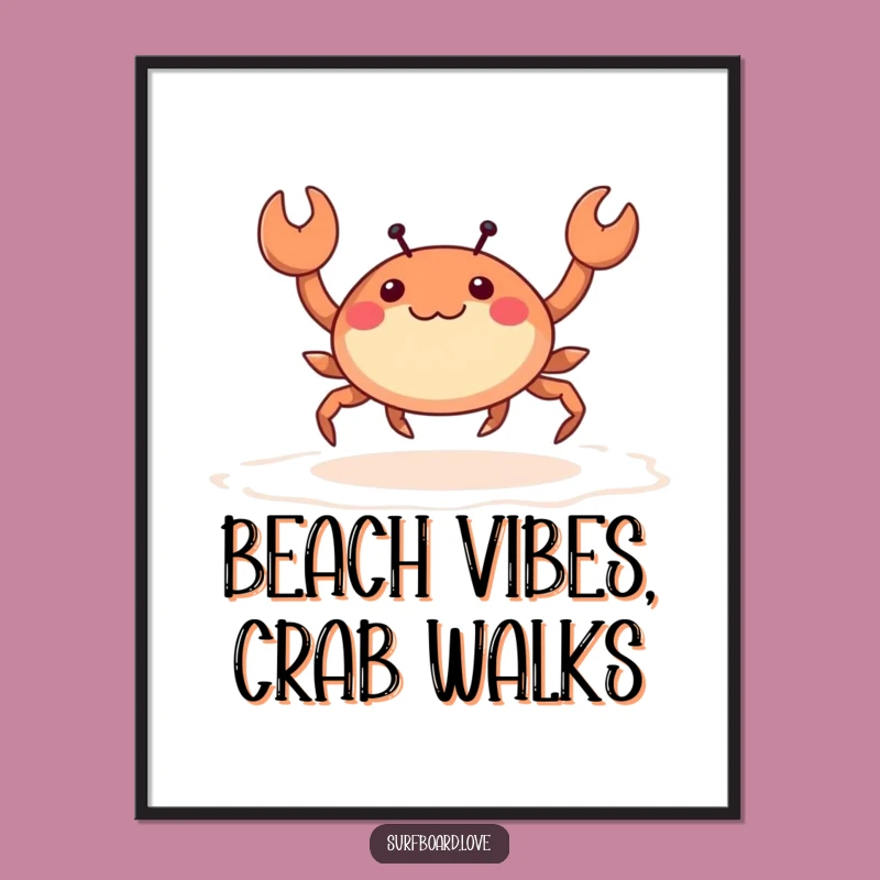 Funny Free Printable Wall Art: Crab's Beach Skip - Humorous Downloadable Decor