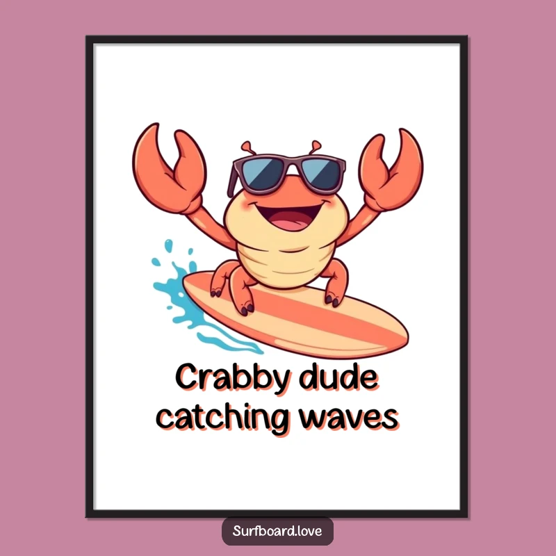 Free Printable Cool Crab Wall Art - Beachy, Funny Decor Downloadable