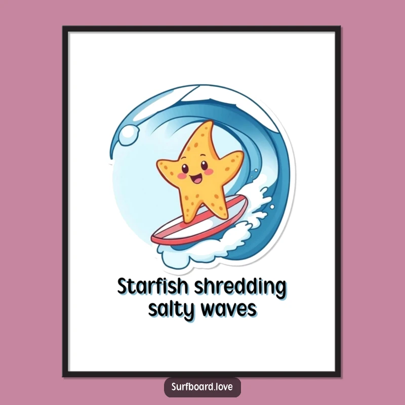 Free Printable Starfish Surfing Wall Art - Beachy, Funny Decor Downloadable