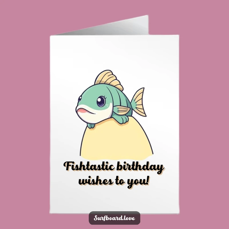 Free Printable Fish Birthday Card: Surfer's Peek - Funny Downloadable Gift