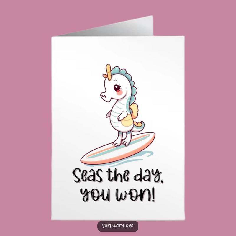 Free Printable Seahorse Congrats Card: Balanced Bliss - Funny Downloadable Greeting