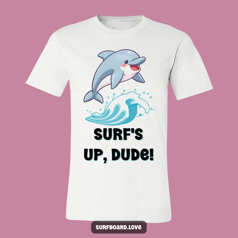 Funny Dolphin Surfboard T-Shirt: Hilarious Joyful Leap for Beach Fans