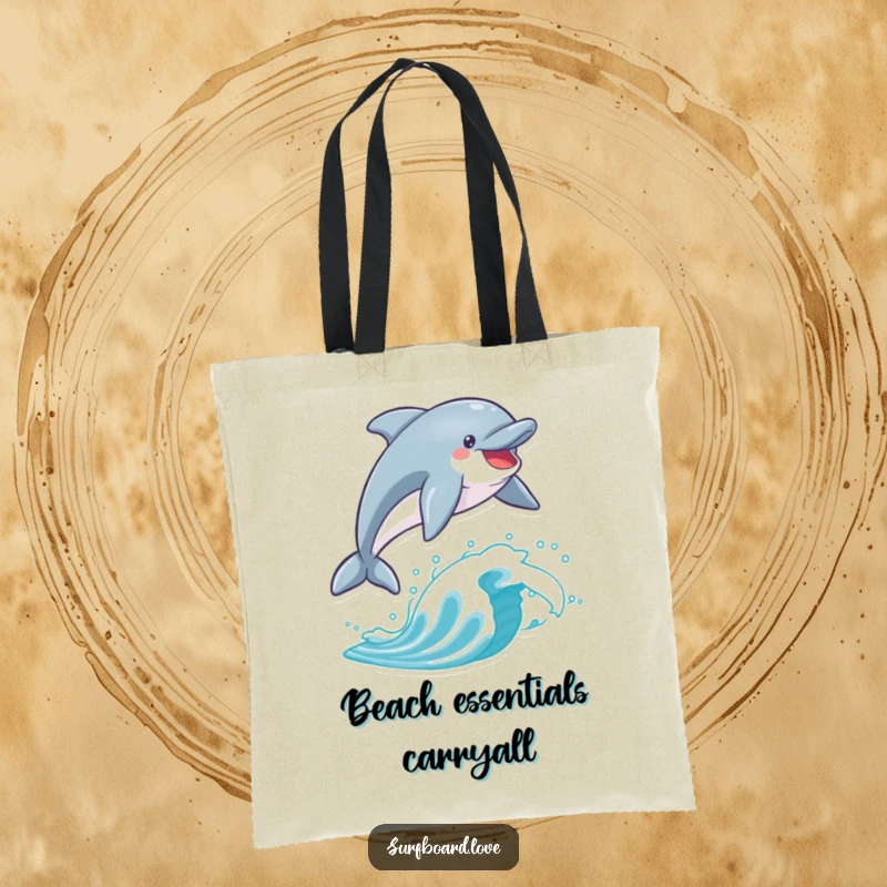 Funny dolphin leaping dynamically over a surfboard, a vibrant and cheerful beach accessory.